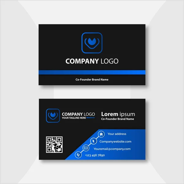 Elegant Blue Black Business Card Template — Stock Vector
