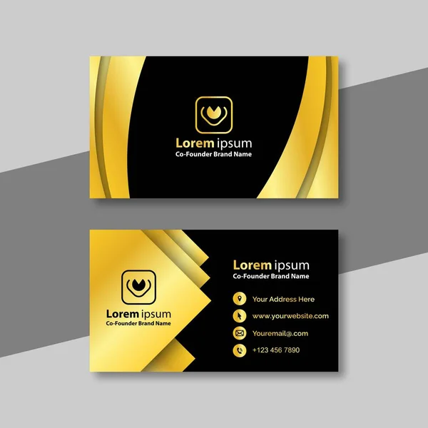 Luxury Dark Black Golden Business Card Template lizenzfreie Stockillustrationen