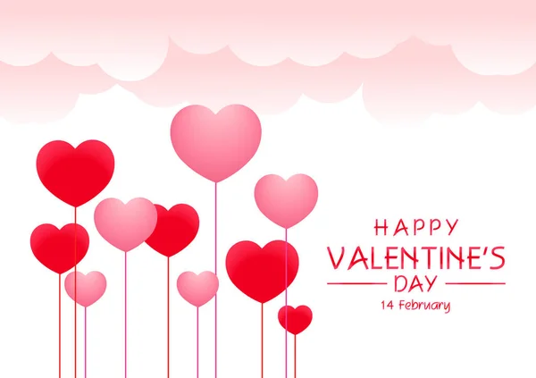 Valentines Day Greeting Card Beautiful Balloon Hearts — Stockový vektor