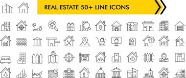 Real estate icons set. Home icon. House icons. Vector illustration, Real Estate minimal web icon set. Included the icons as realty, property, mortgage, home loan and more. icons collection. Simple vector illustration