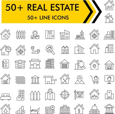 Real estate icons set. Home icon. House icons. Vector illustration, Real Estate minimal web icon set. Included the icons as realty, property, mortgage, home loan and more. icons collection. Simple vector illustration