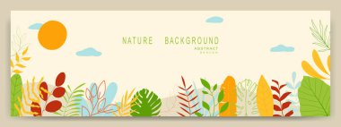 Çiçekli ve yapraklı yaz çiçekleri. vektör illüstrasyonu