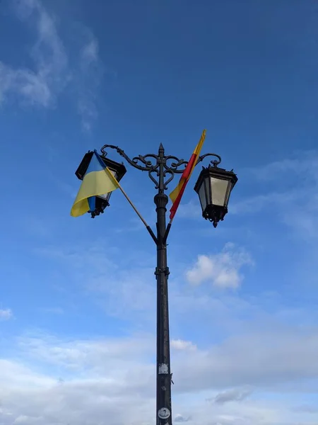 Vue Des Symboles Soutien Ukraine Dans Guerre Dans Ville Européenne — Photo