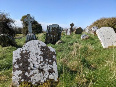 İrlanda 'daki Killelan Kilisesi yakınlarındaki antik Kildare mezarlığı