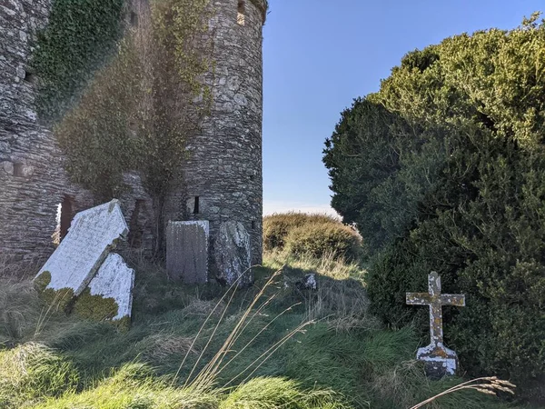 Ruins Killelan Fortified Church Kildare Νεκροταφείο Ιρλανδία — Φωτογραφία Αρχείου