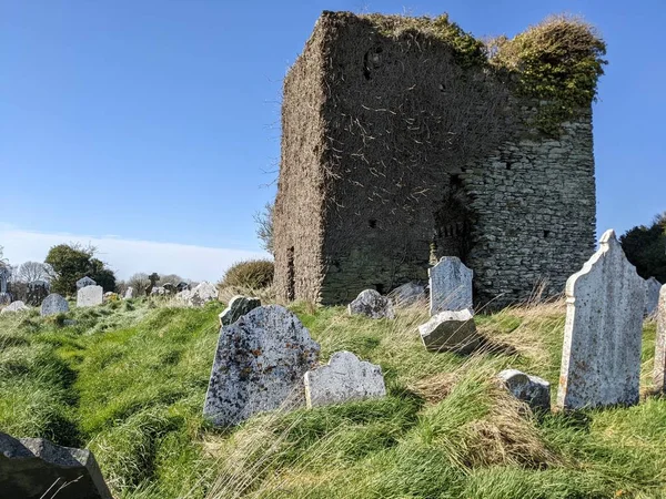 Ruins Killelan Fortified Church Kildare Νεκροταφείο Ιρλανδία — Φωτογραφία Αρχείου