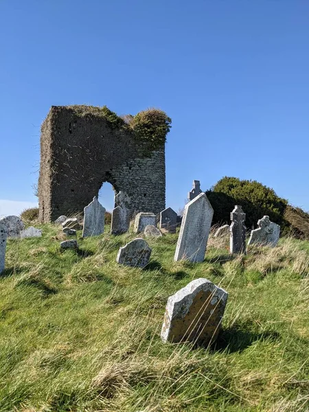 Ruins Killelan Fortified Church Kildare Νεκροταφείο Ιρλανδία — Φωτογραφία Αρχείου