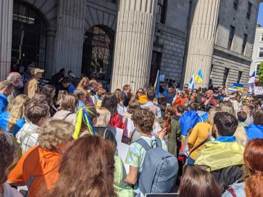 Dublin, İrlanda - 8 Mayıs 2022: Rus istilasına karşı protesto.