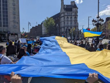 Dublin, Ireland - May 8, 2022: Protest against Russian invasion on Ukraine.