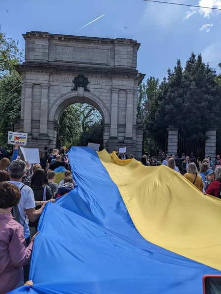 Dublin, İrlanda - 8 Mayıs 2022: Rus istilasına karşı protesto.