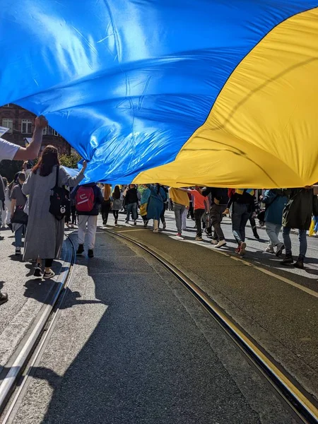 Dublin, İrlanda - 8 Mayıs 2022: Rus istilasına karşı protesto.