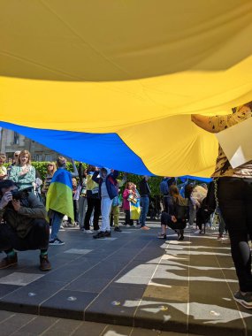 Dublin, İrlanda - 8 Mayıs 2022: Rus istilasına karşı protesto.