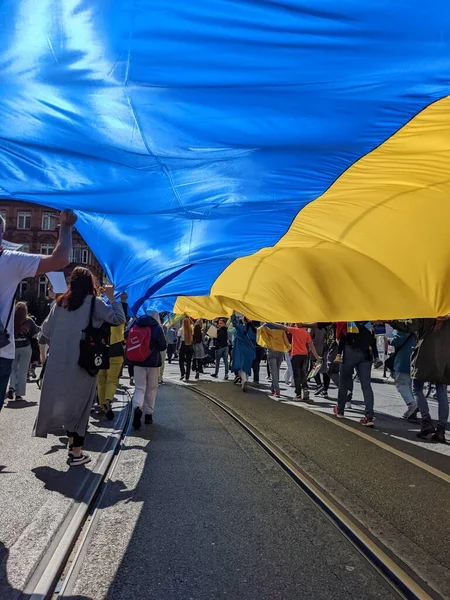 Dublin, İrlanda - 8 Mayıs 2022: Rus istilasına karşı protesto.