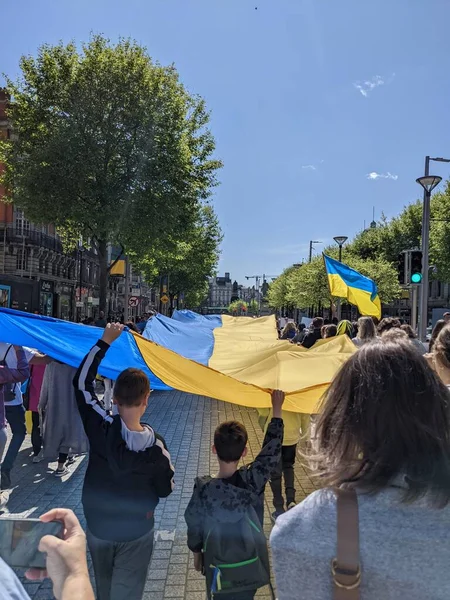 Dublin, İrlanda - 8 Mayıs 2022: Rus istilasına karşı protesto.
