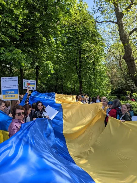 Dublin, İrlanda - 8 Mayıs 2022: Rus istilasına karşı protesto.