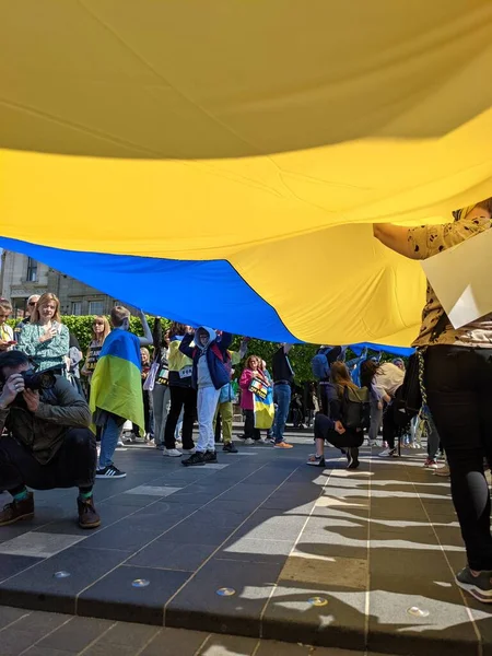 Dublin, İrlanda - 8 Mayıs 2022: Rus istilasına karşı protesto.