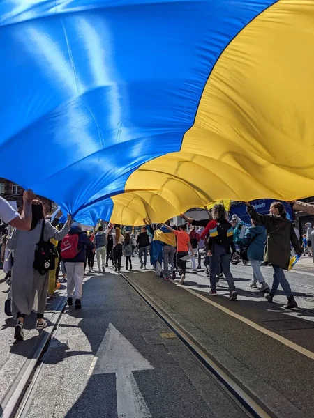 Dublin, İrlanda - 8 Mayıs 2022: Rus istilasına karşı protesto.