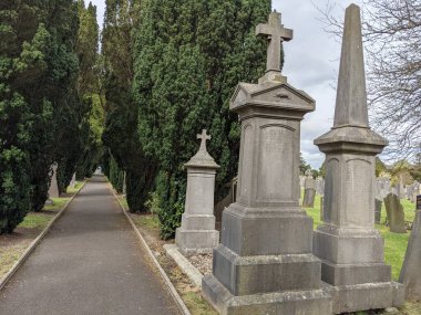 Glasnevin Mezarlığı 'ndaki yeşil sokak, Dublin, İrlanda.
