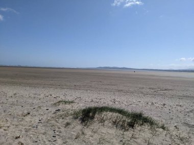 Deniz ve mavi gökyüzü manzaralı kıyı manzara