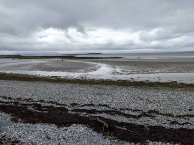 Deniz ve mavi gökyüzü manzaralı kıyı manzara