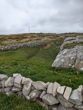 İrlanda 'da deniz kıyısındaki antik binanın kalıntıları.