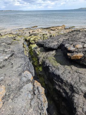 Deniz kıyısındaki kayaların manzarası