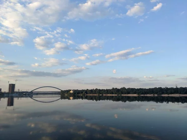Vista Del Río Dnipro Kiev Ucrania — Foto de Stock
