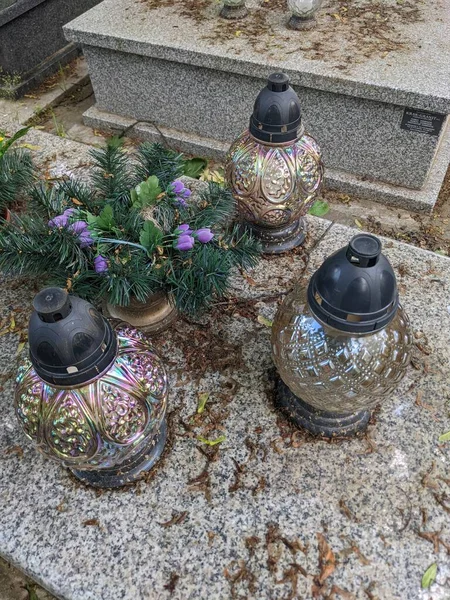 Lamps Grave Cemetery Cmentarz Zwierzyniecki Krakow Poland — Stock Photo, Image