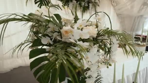 Viver Flores Casamento Naturais Salão Banquete — Vídeo de Stock