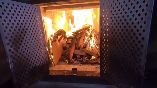 Odunlar Açık Bir Fırında Yanıyor — Stok video
