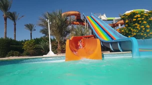 Girl Child Slides Slide Water Park — Wideo stockowe