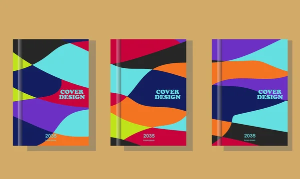 Couverture Livre Design Polychrome Peut Être Personnalisé Avec Des Brochures — Image vectorielle
