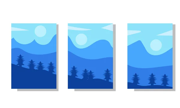 Copertina Libro Mountain Blue Landscape Design Può Essere Personalizzato Con — Vettoriale Stock