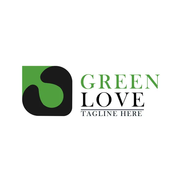 Kotak Dengan Konsep Logo Ikon Hijau Cinta - Stok Vektor
