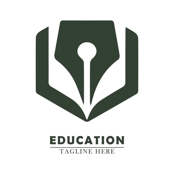 Ikon Logo Buku Dan Pena Konsep Pendidikan - Stok Vektor