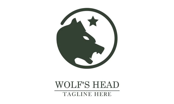 シンプルでエレガントなサークルでオオカミの頭 野生動物のロゴのアイコンに最適です — ストックベクタ