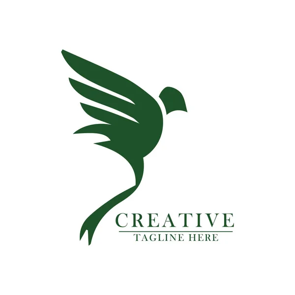 Logo Ikon Hijau Burung Sederhana Dan Elegan - Stok Vektor