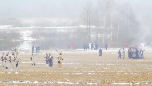 Reconstruction Batailles Napoléoniennes 1812 Près Village Studenka Rivière Berezina Biélorussie — Video