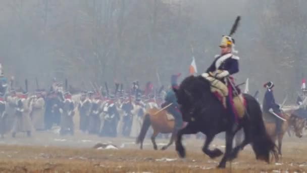 Rekonstruktion Napoleonische Schlachten 1812 Der Nähe Des Dorfes Studenka Fluss — Stockvideo