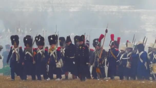 Rekonstrukció Napóleoni Csaták 1812 Közel Falu Studenka Folyó Berezina Fehéroroszország — Stock videók