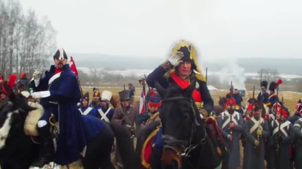 Ricostruzione Battaglie Napoleoniche 1812 Vicino Villaggio Studenka River Berezina Bielorussia — Video Stock
