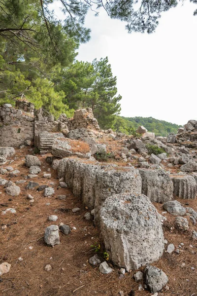 Ancient Cemetery Ruins Phaselis City North Harbour Famous Architectural Landmark — Stock Photo, Image
