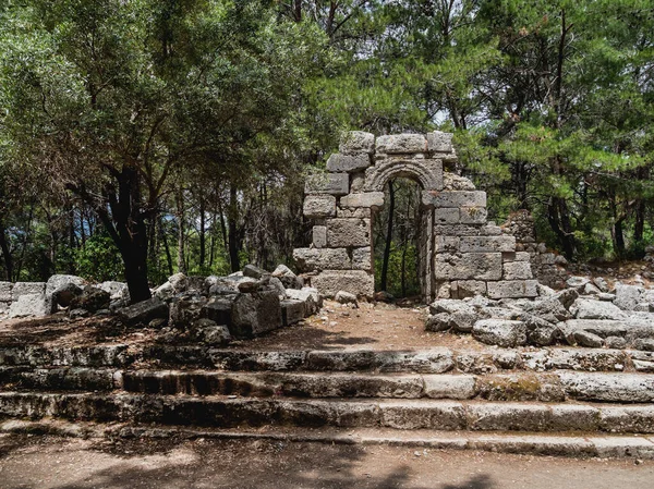 Ruinas Antigua Ciudad Phaselis Piedras Edificios Dañados Ágora Domiciano Turquía — Foto de Stock
