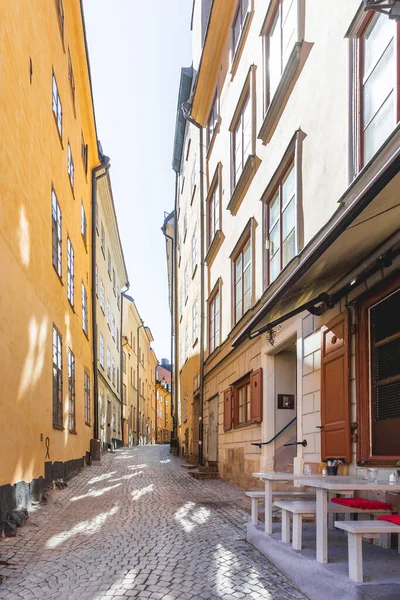 Stockholm Sveç Temmuz 2017 Stockholm Tarihi Bölgesinde Parlak Güneş Dar — Stok fotoğraf