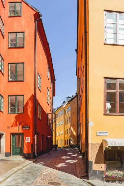 Stockholm Schweden Juli 2017 Enge Gassen Der Altstadt Altmodisches Gebäude — Stockfoto