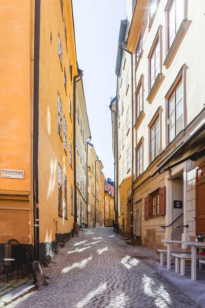 Stockholm Schweden Juli 2017 Enge Gassen Der Altstadt Altmodisches Gebäude — Stockfoto