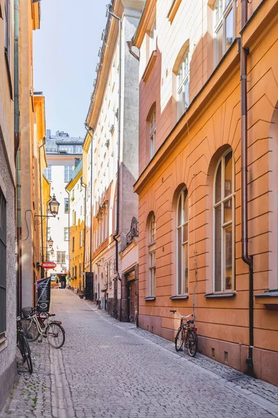 Stockholm Schweden Juli 2017 Enge Gassen Der Altstadt Altmodisches Gebäude — Stockfoto