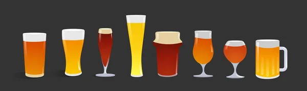 Μπύρα σε ποτήρι. Σύνολο εικονιδίων διανύσματος. — Διανυσματικό Αρχείο
