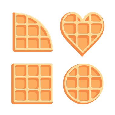 Waffle hazır. Belçika waffle ikon vektör koleksiyonu.