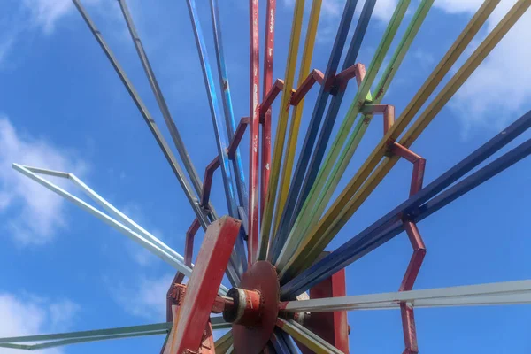 Outdoor Iron Pinwheel Colours Rainbow Decoration Park — Stock Photo, Image